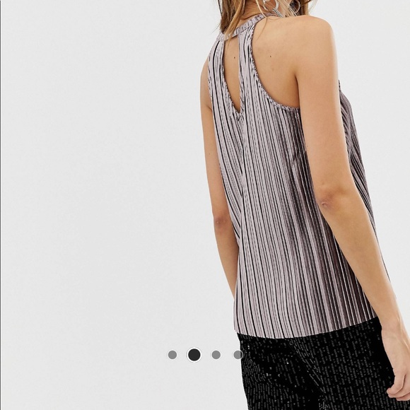 River Island velvet plisse top in gray - Picture 3 of 6